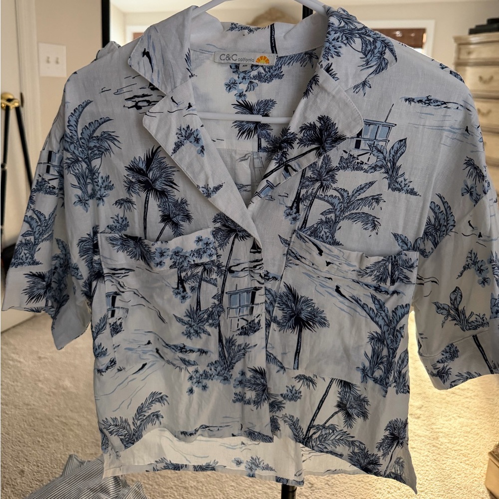 C&C California Tropical Print Set in Blue and White